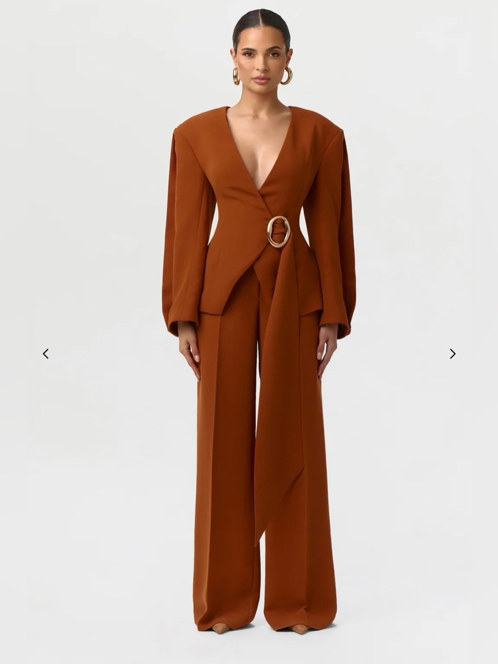 Naked Wardrobe Suiting Straight Leg Trouser Caramel